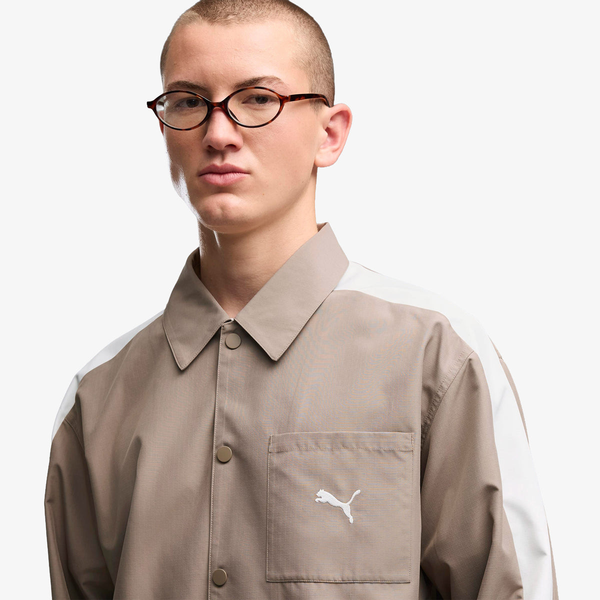 Puma T7 Relaxed Woven Overshirt Erkek Gri Gömlek