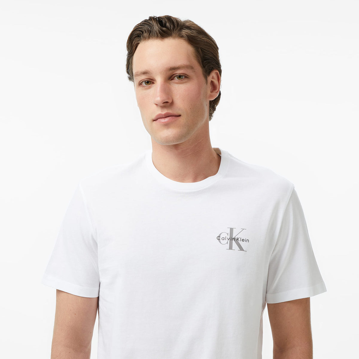 Calvin Klein 30s Jersey Classic Micro Mono Erkek Beyaz T-shirt