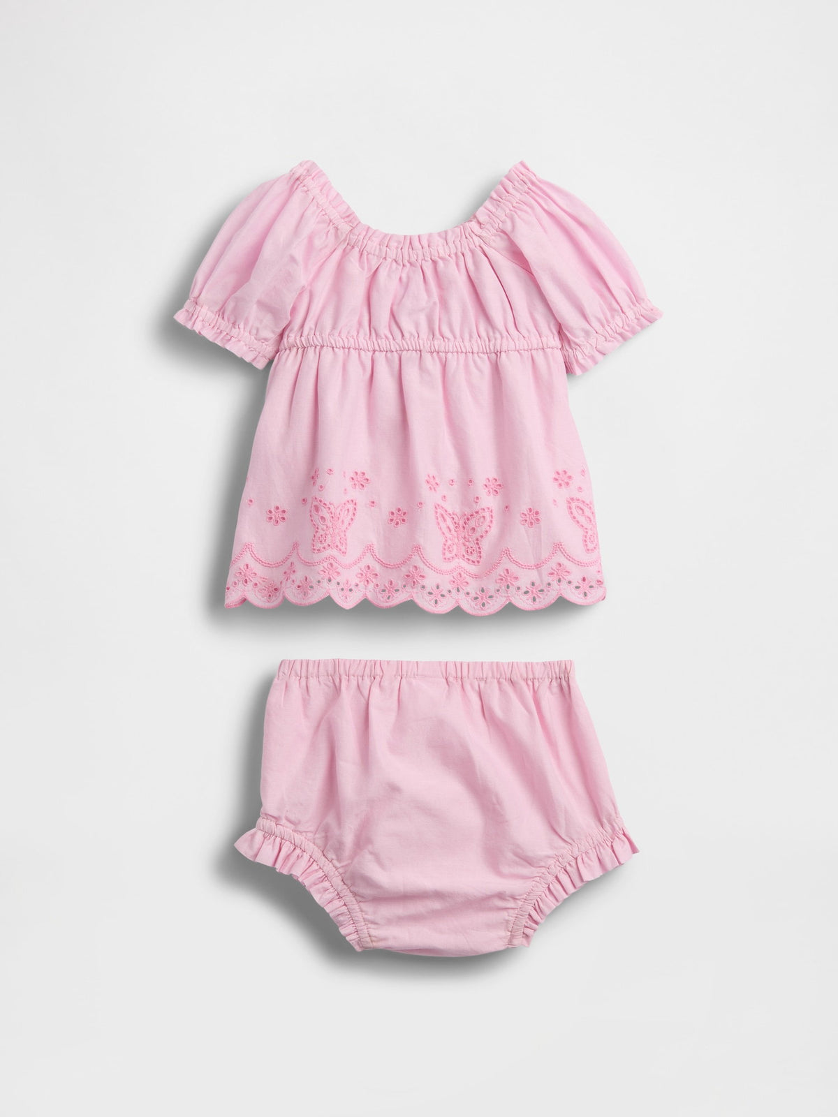 Pembe Kelebek Işlemeli Outfit Set