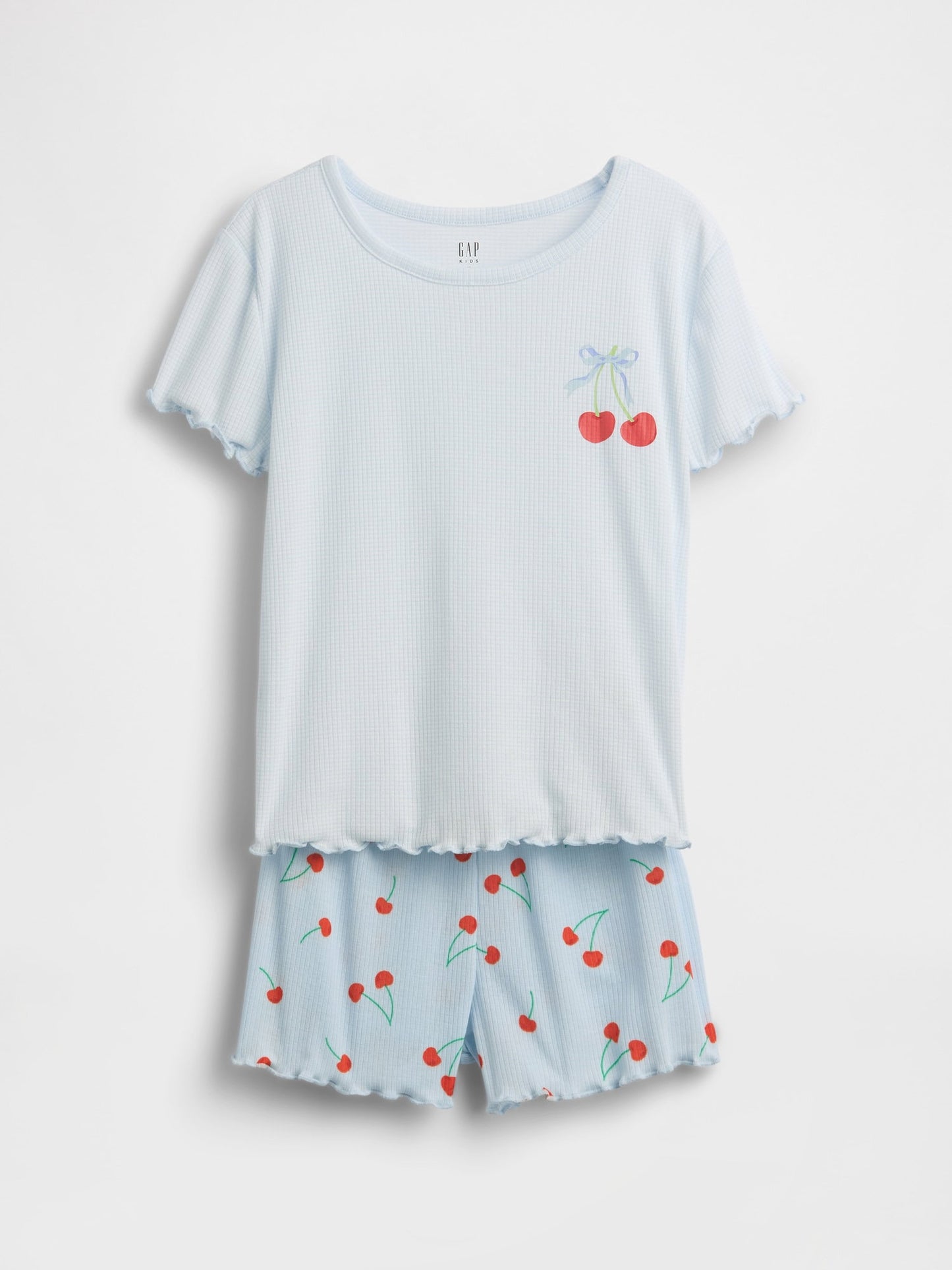 Mavi Recycle Fitilli Şort Pijama Takımı