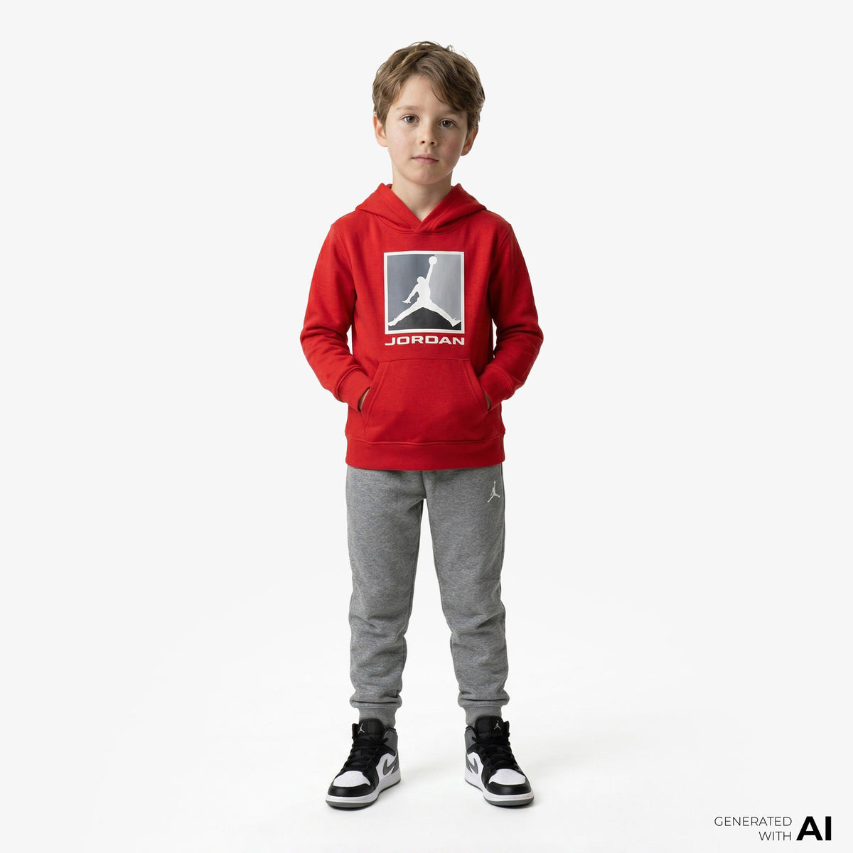 Jordan Essential Fleece Baseline Pullover Çocuk Kırmızı Sweatshirt