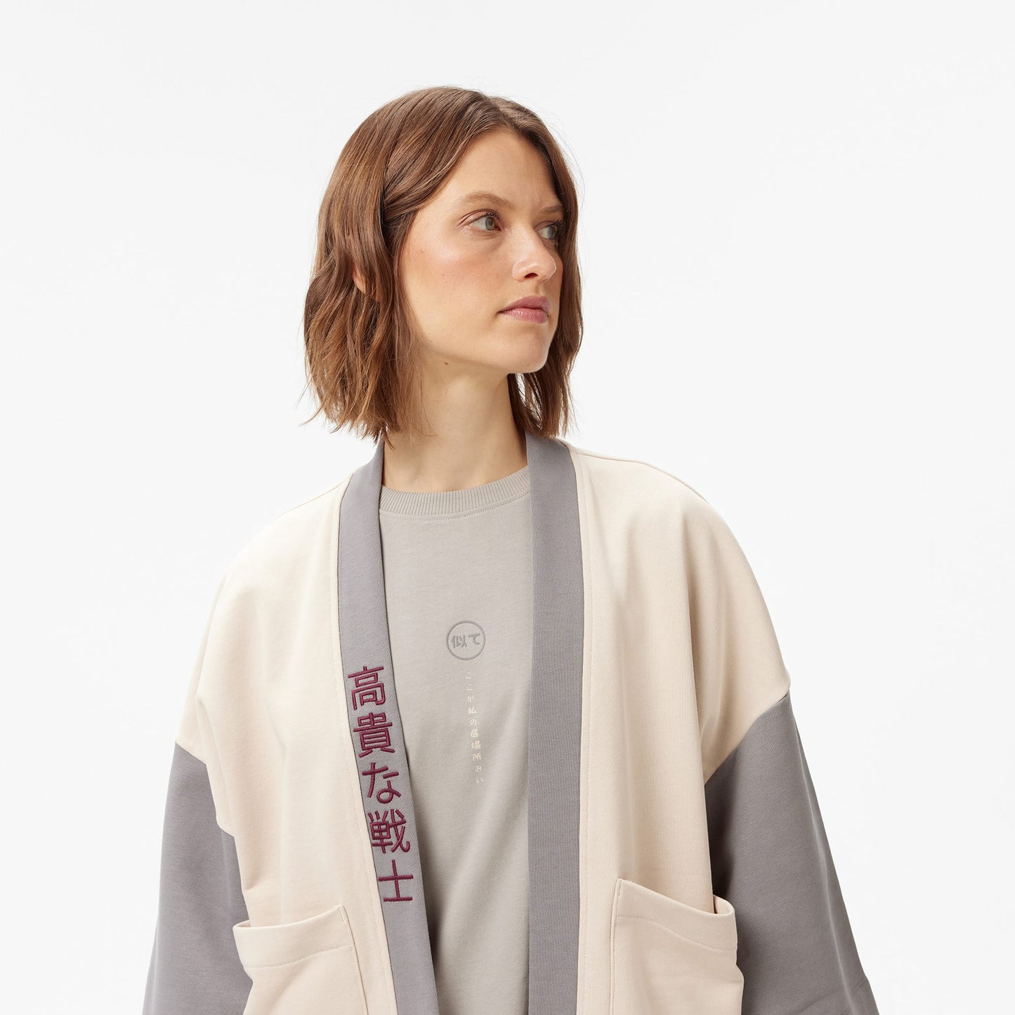 United4 Kadın Bej Kimono