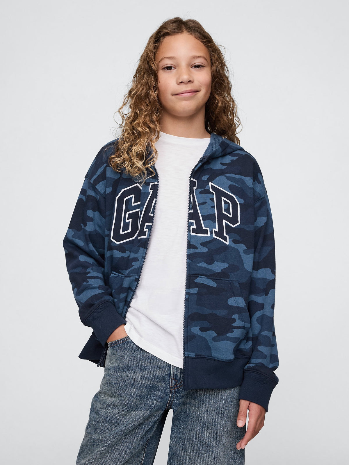 Lacivert Gap Logo Relaxed Fermuarlı Sweatshirt