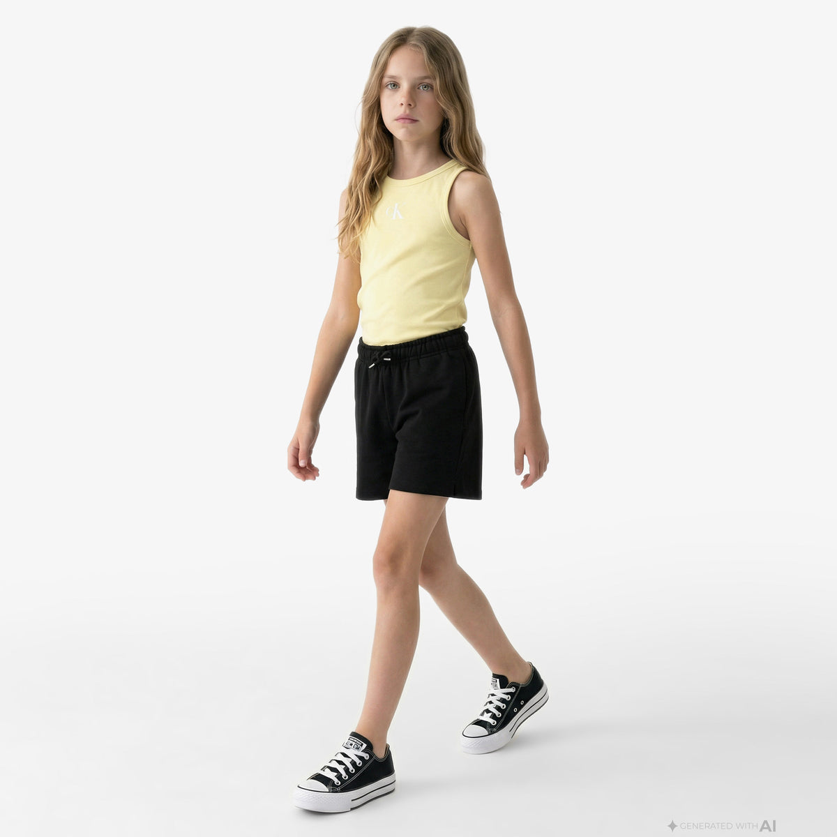 Calvin Klein Logo Çocuk Sarı Kolsuz T-shirt