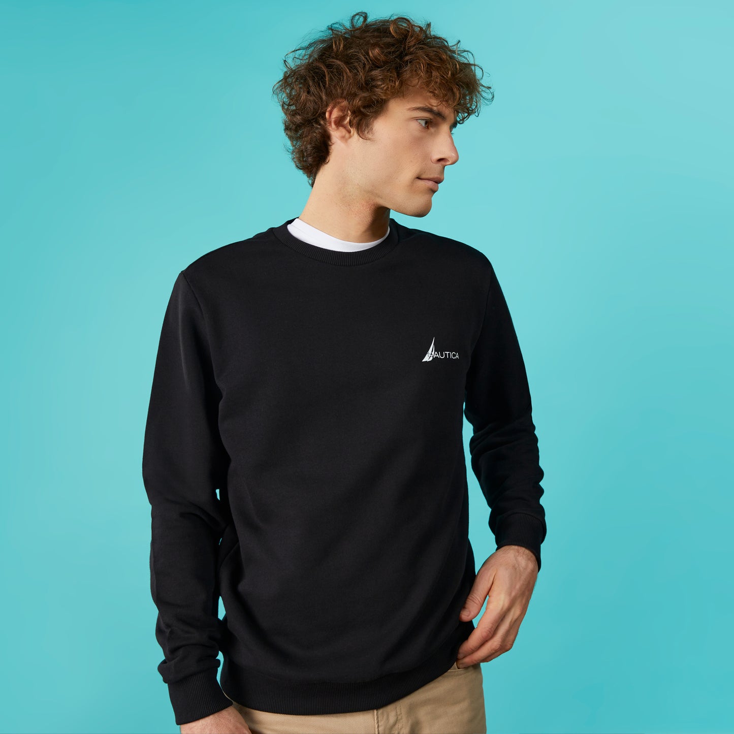 Nautica Erkek Siyah Standart Fit Sweatshirt