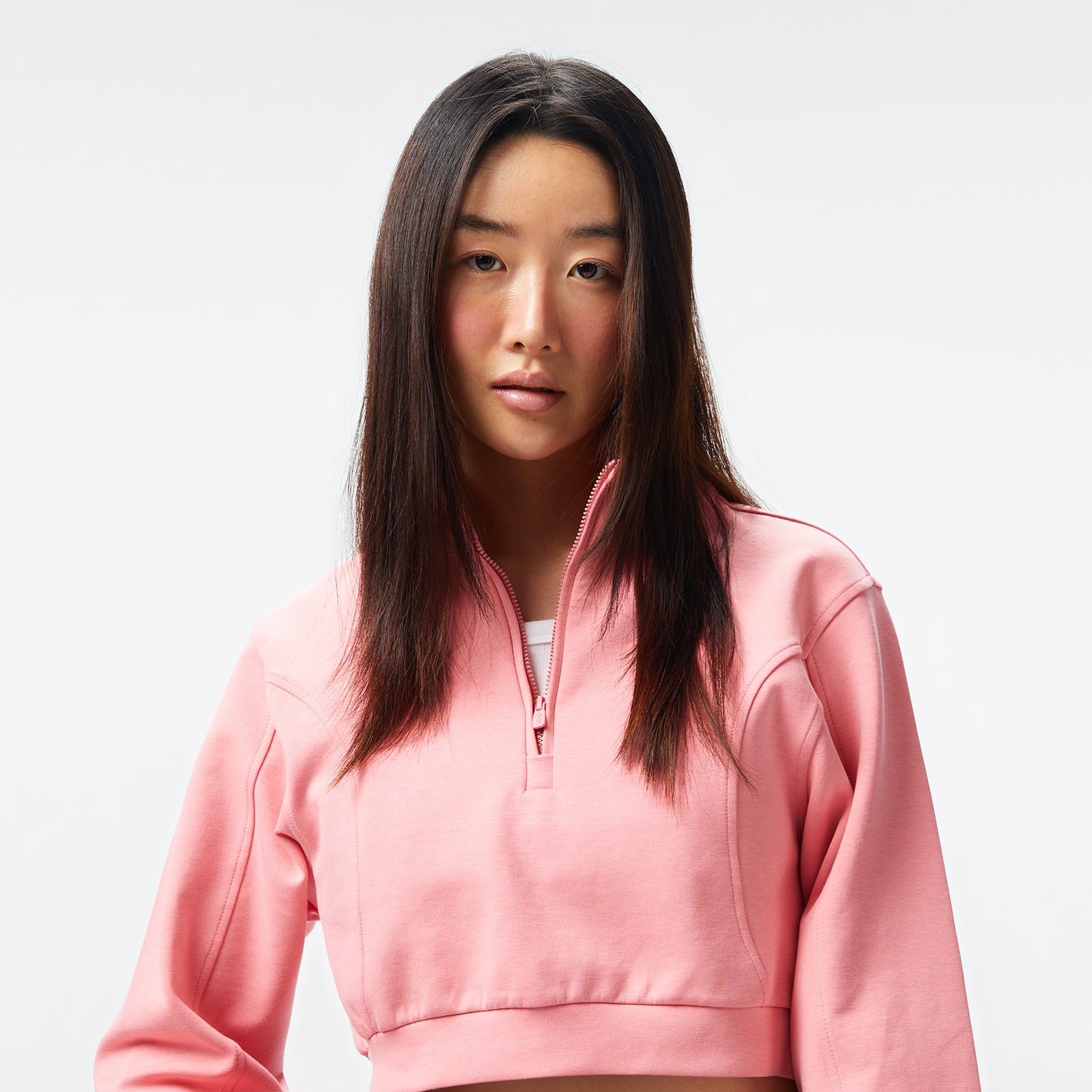 United4 Örme Crop Kadın Pembe Sweatshirt