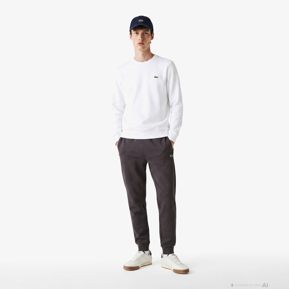 Lacoste Classic Fit Erkek Krem Sweatshirt