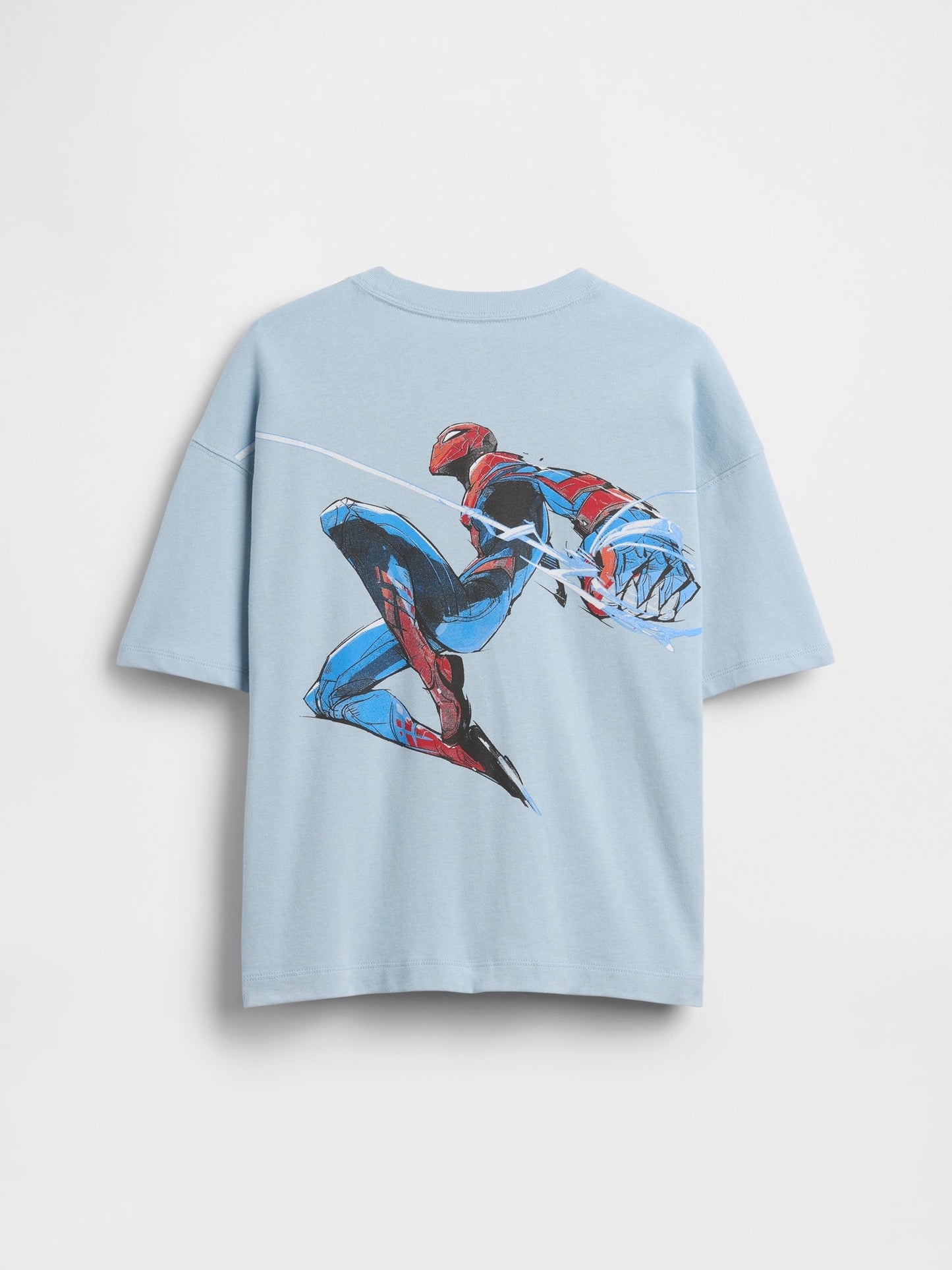 Açık Mavi Marvel Oversized Grafik Baskılı T-shirt