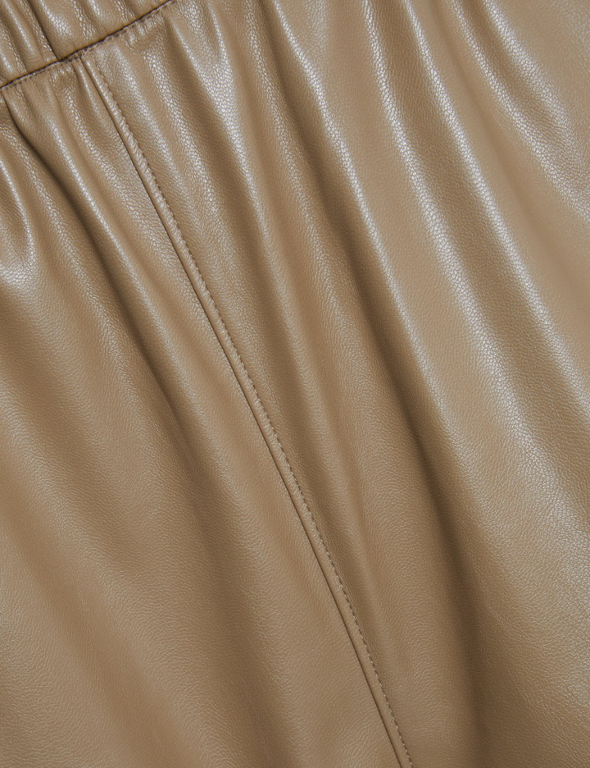 Deri Görünümlü Wide Leg Pantolon