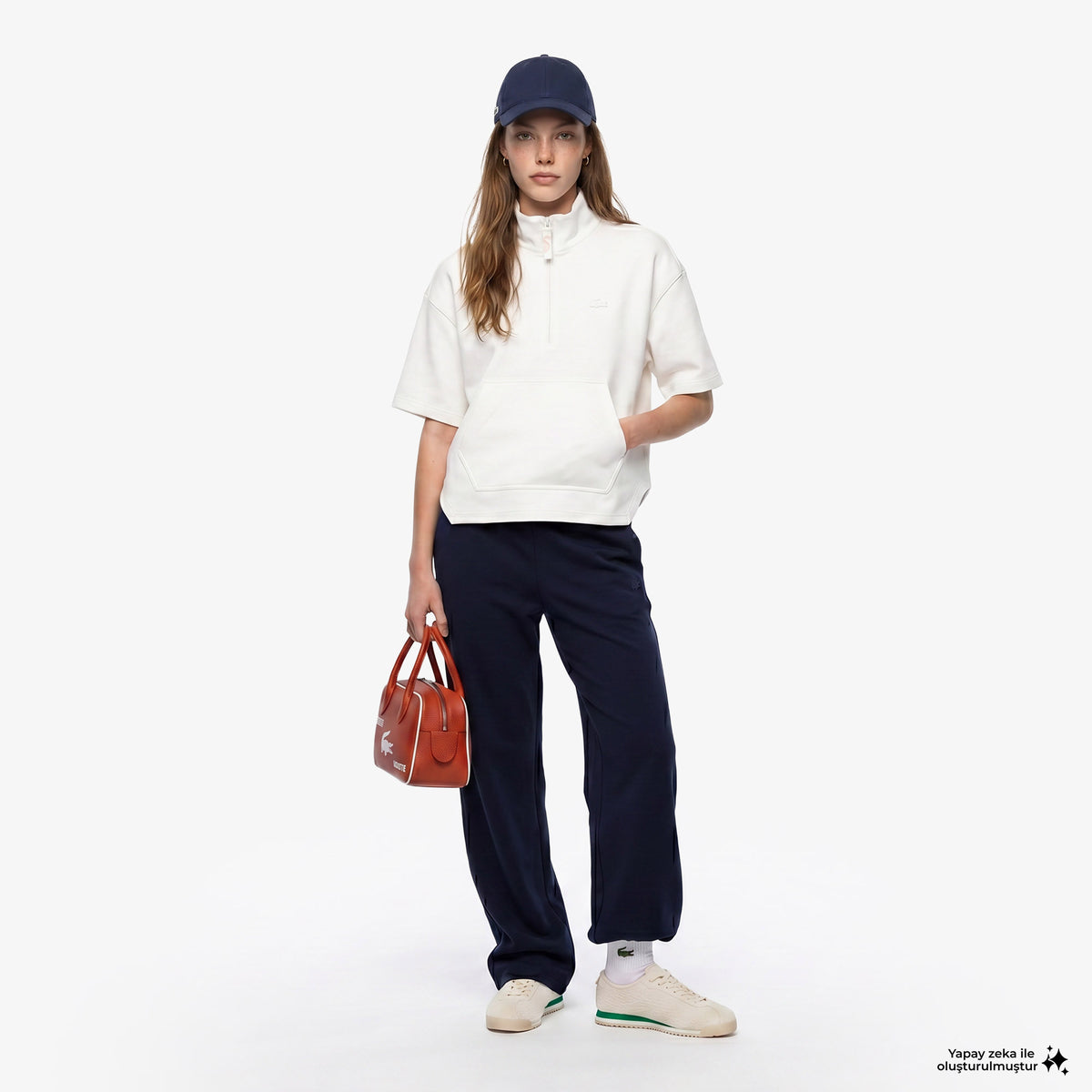 House Of Superstep X Lacoste Kapsul Koleksiyon Kadın Beyaz Sweatshirt