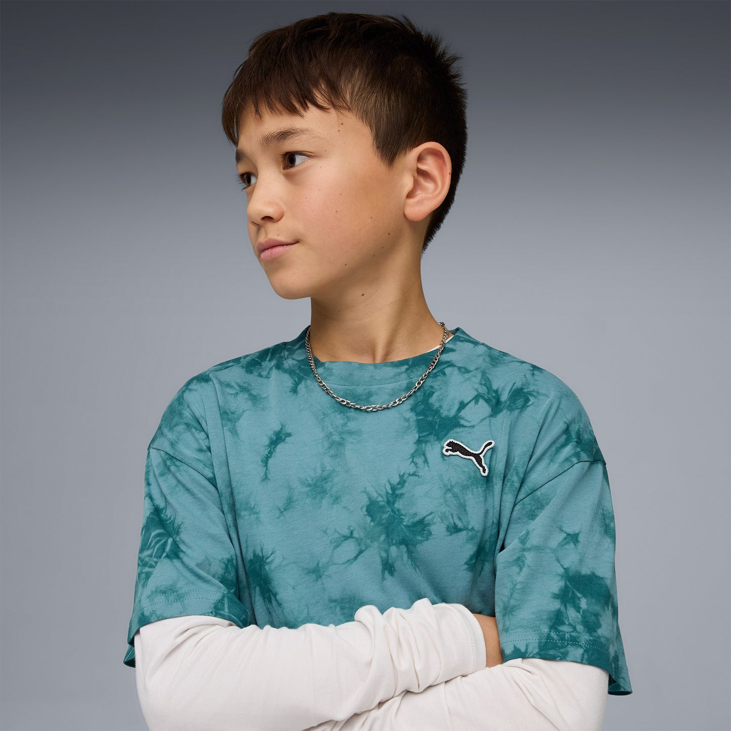 Puma Essentials Relaxed Tie-dye Çocuk Yeşil T-shirt