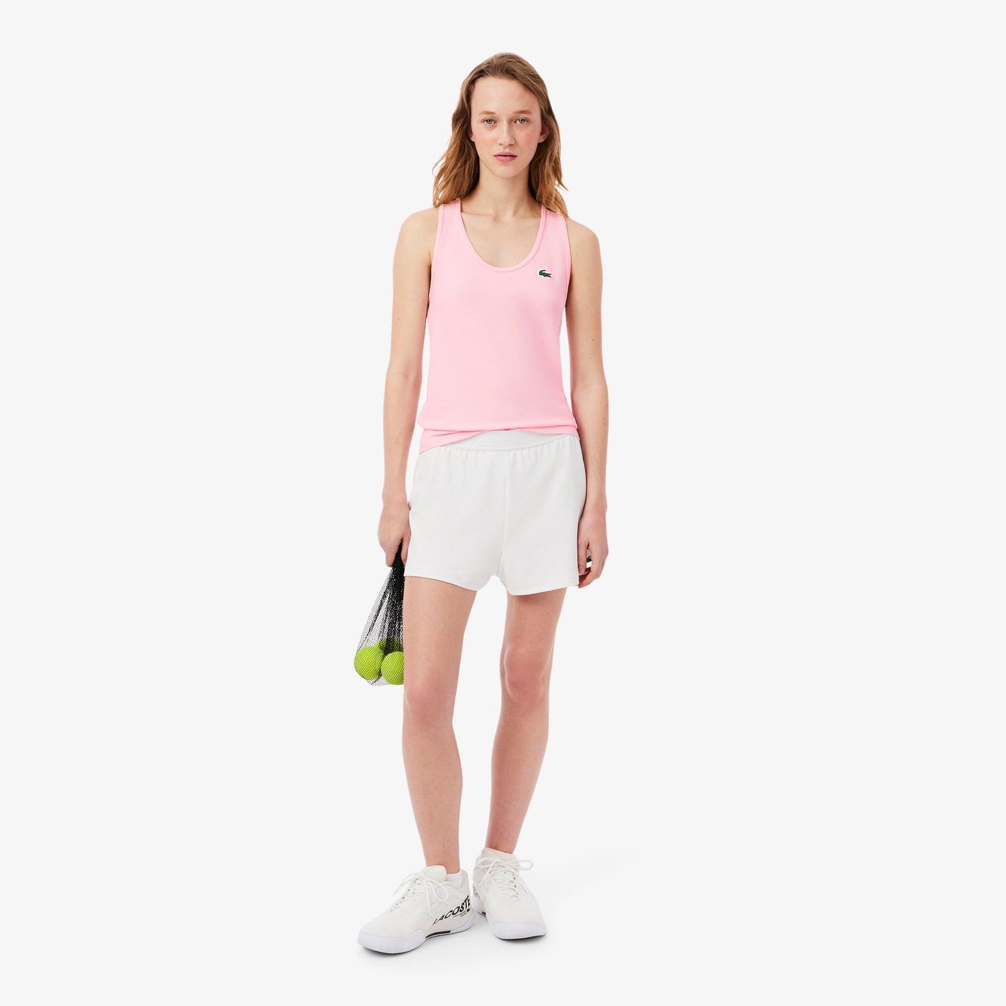 Lacoste Kadın Slim Fit Kolsuz Bisiklet Yaka Pembe T-shirt
