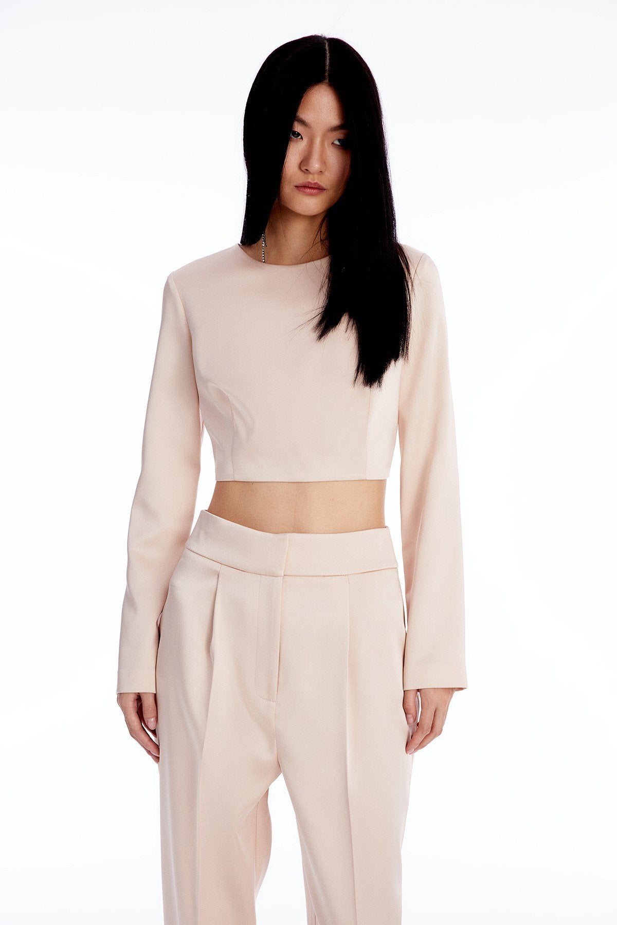 Crop Pudra Saten Bluz