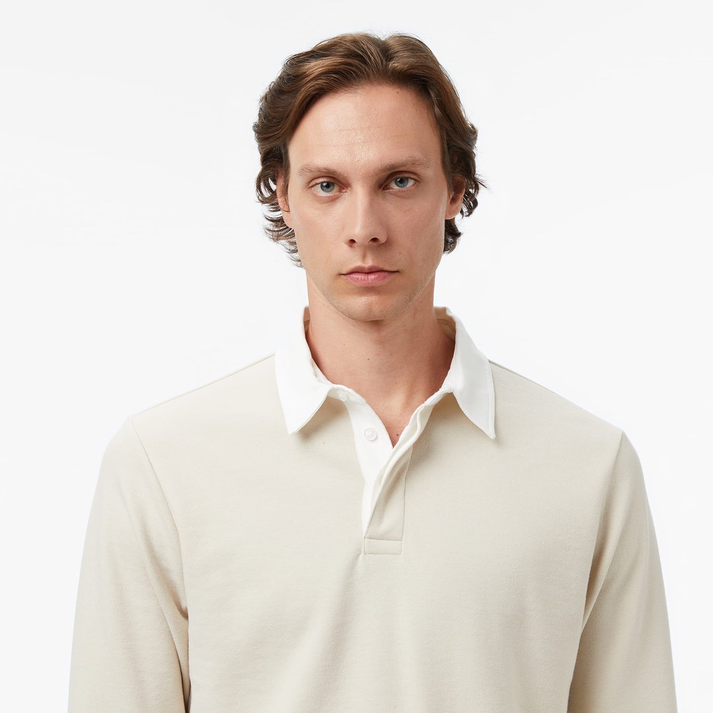 Nautica Erkek Bej Classic Fit Uzun Kollu Polo Yaka T-shirt