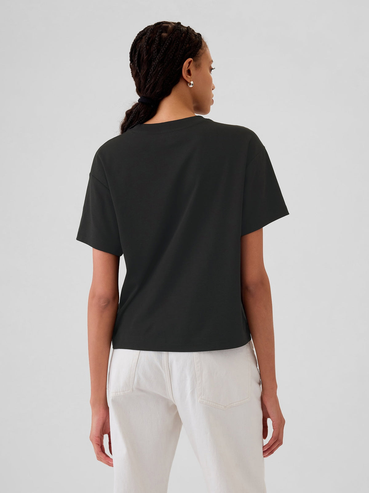 Siyah Supima® Pamuk Relaxed T-shirt