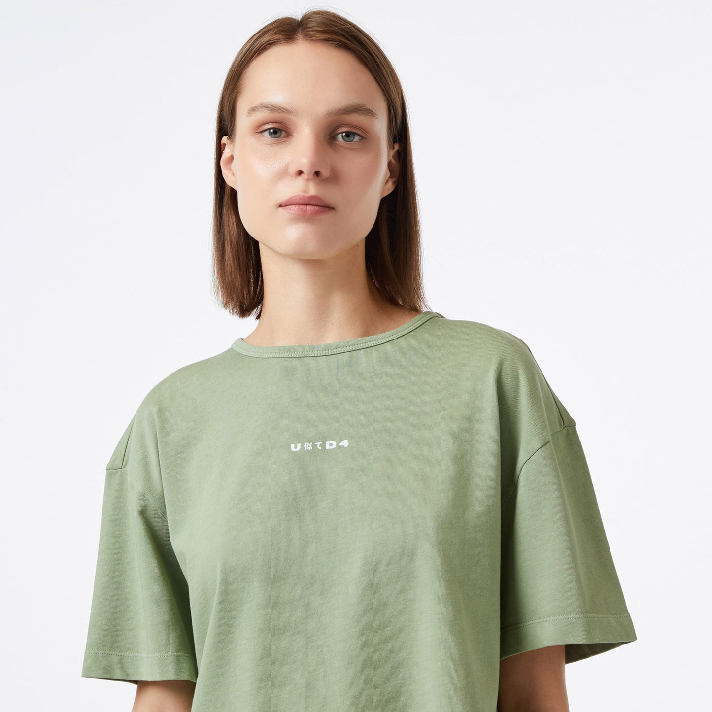 United4 Essentials Kadın Haki Crop T-shirt