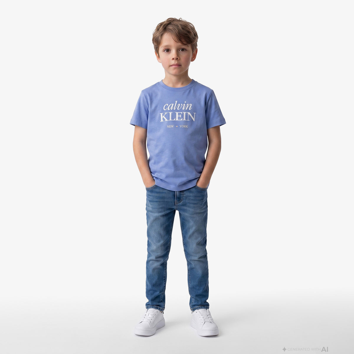 Calvin Klein Logo Çocuk Mavi T-shirt