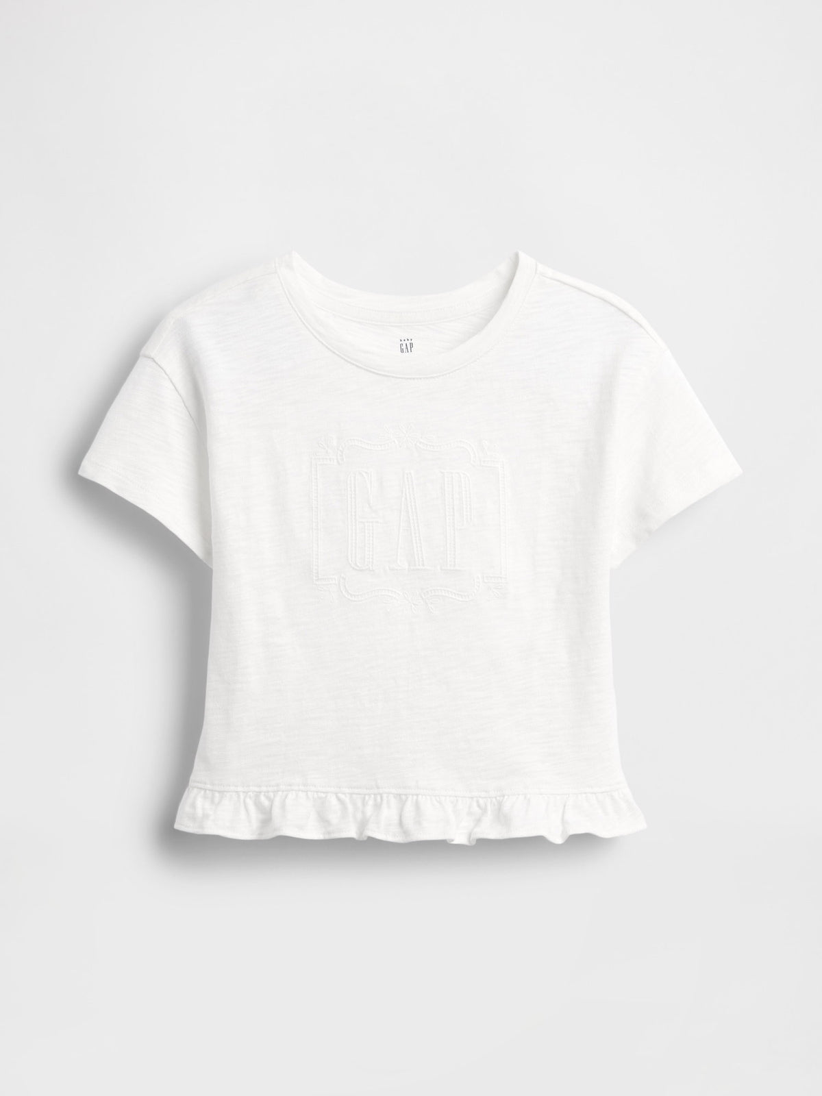 Beyaz Fırfır Etekli Logo T-shirt