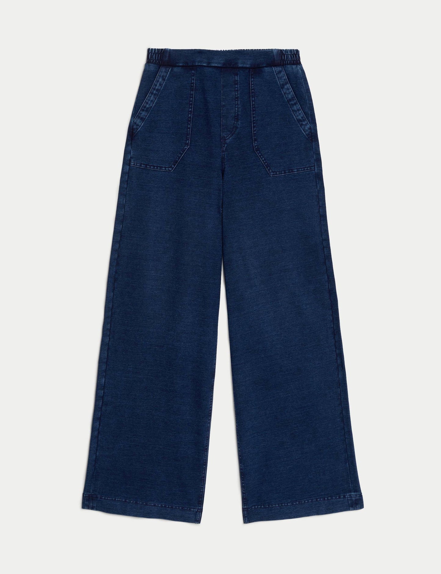 Denim Elastik Belli Wide Leg Pantolon