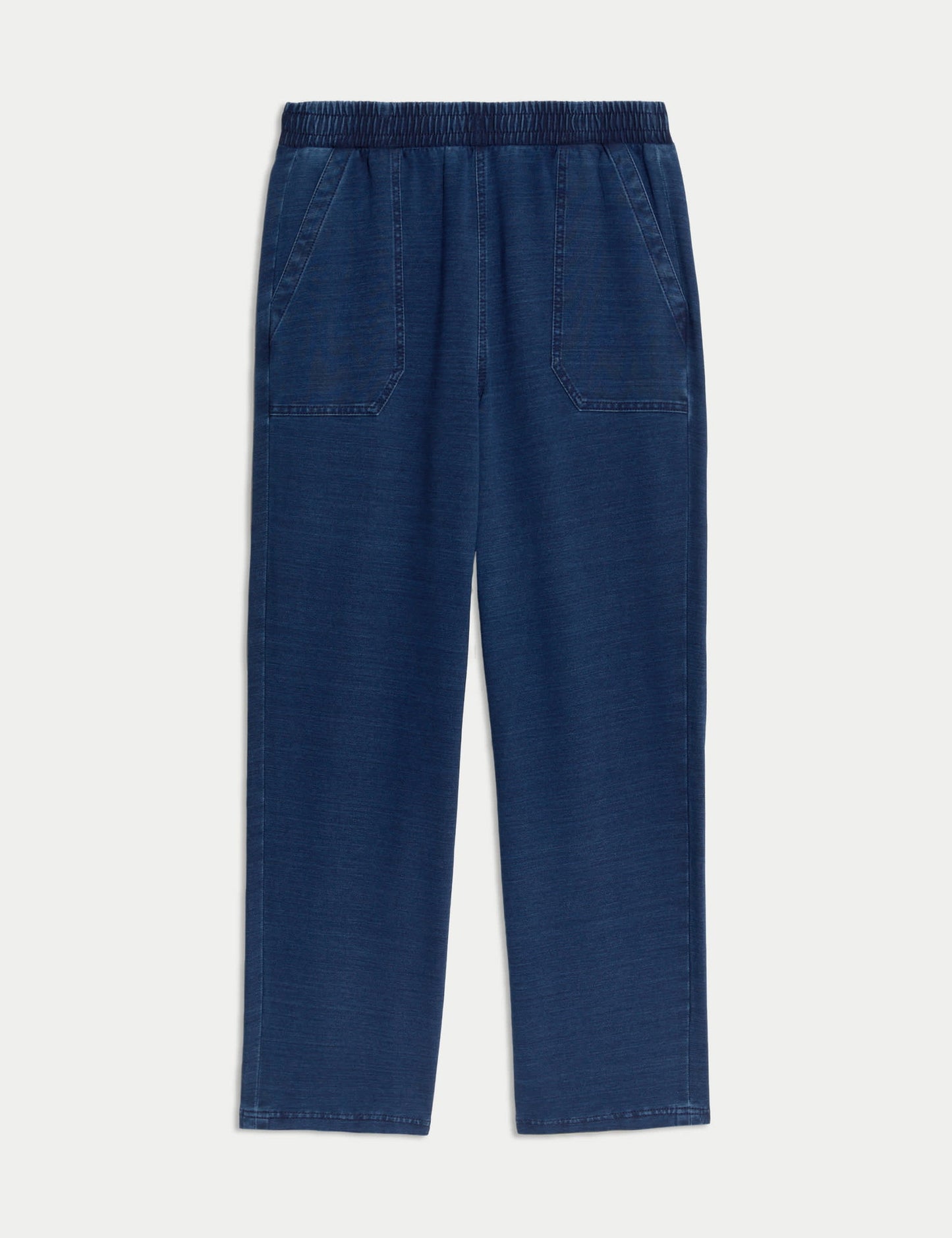 Denim Görünümlü Jarse Düz Paça Pantolon