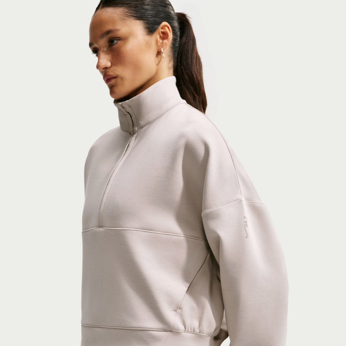 Nike 24.7 Dri Fit Half Zip Kadın Krem Sweatshirt