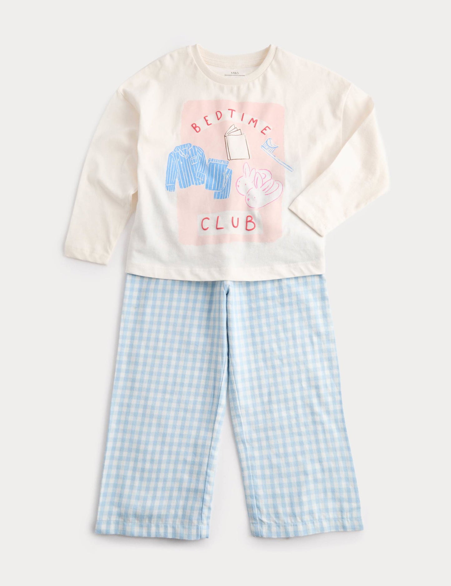 Saf Pamuklu Bedtime Club Baskılı Pijama Takımı (1-8 Yaş)
