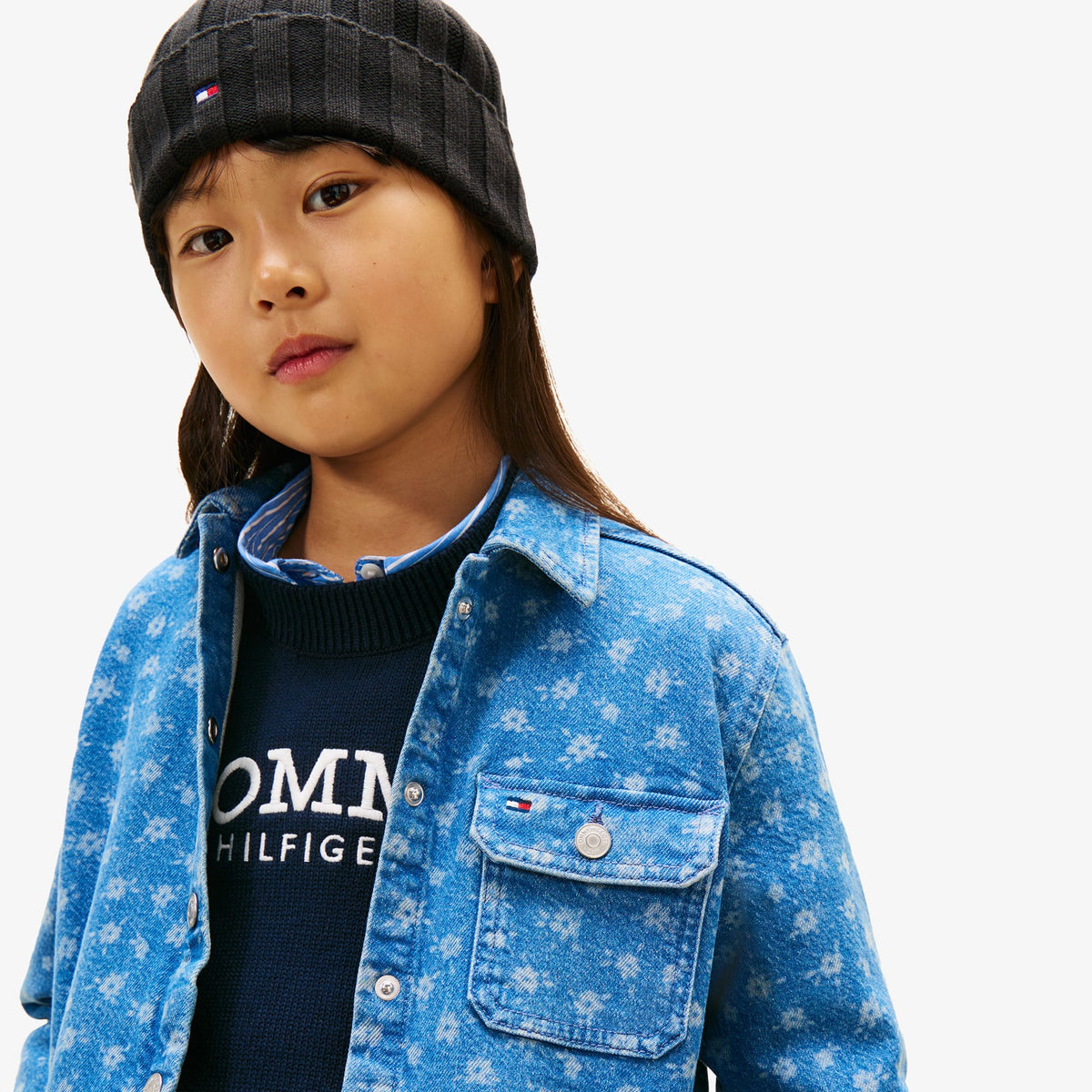 Tommy Hilfiger Overshirt Flower Aop Çocuk Mavi Gömlek