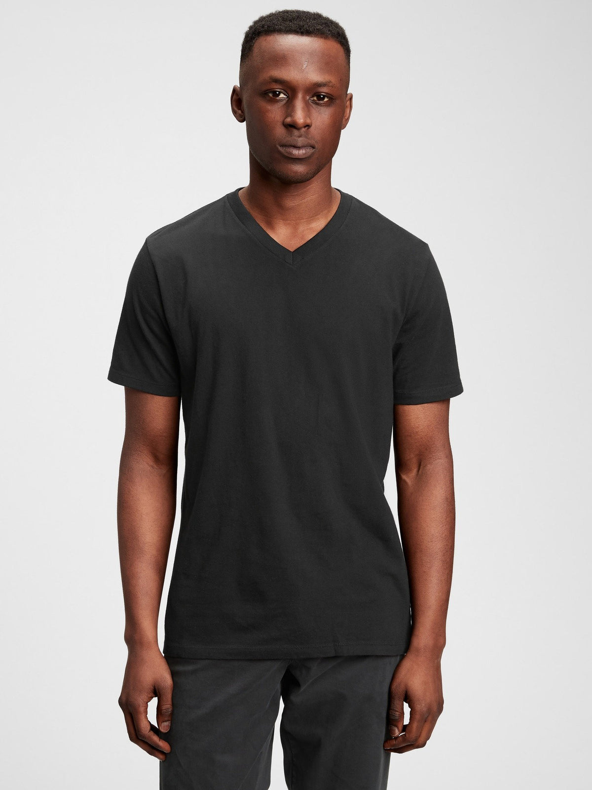 True Black Pamuklu Jersey V Yaka T-shirt