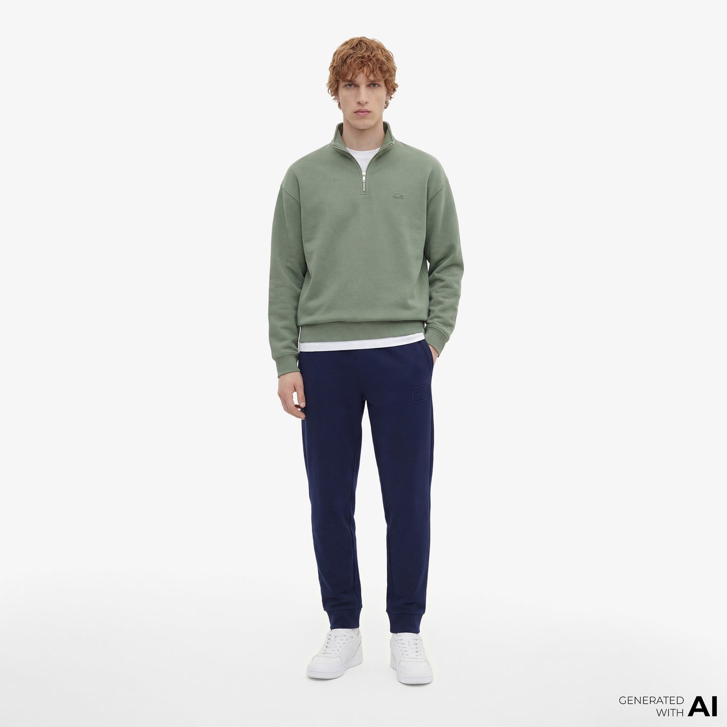 Lacoste Heavy Fleece Zipper Neck Unisex Yeşil Sweatshirt