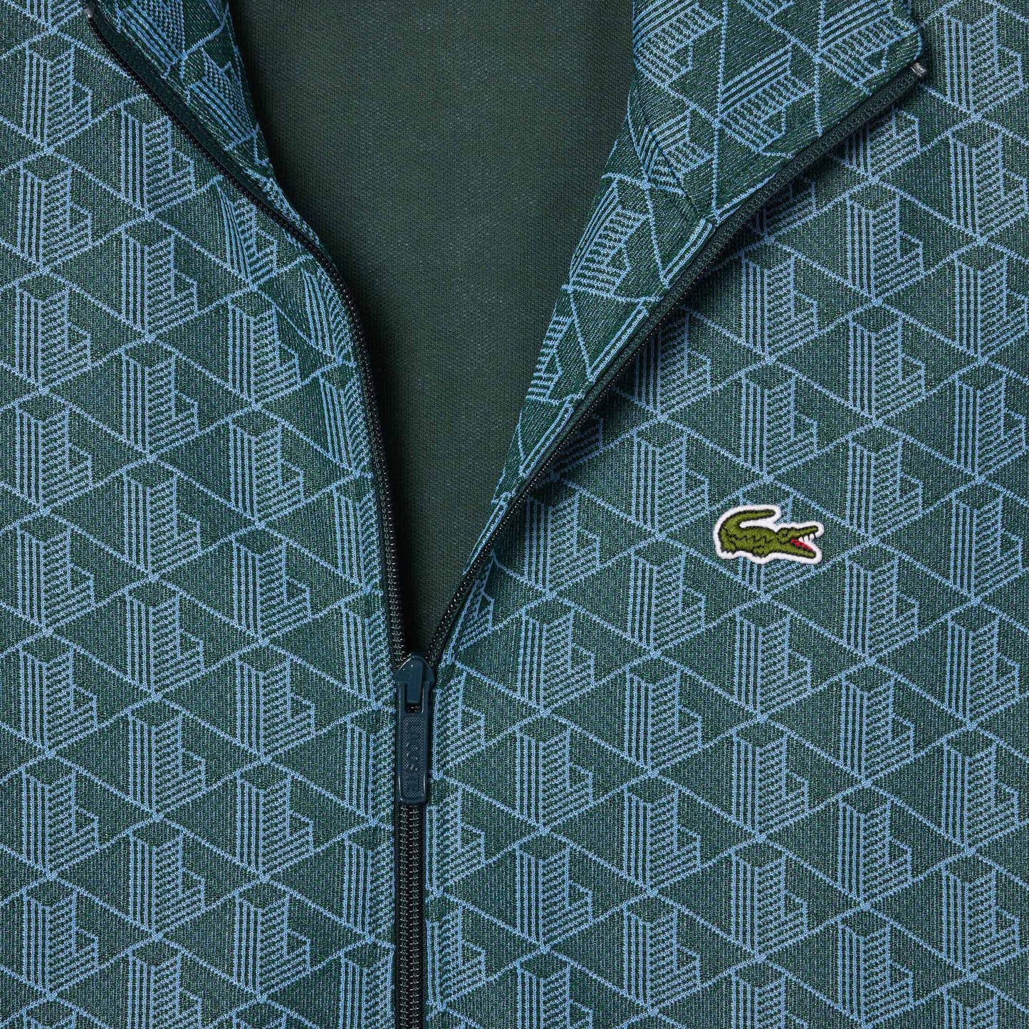 Lacoste Regular Fit Fermuarlı Monogram Erkek Yeşil Sweatshirt