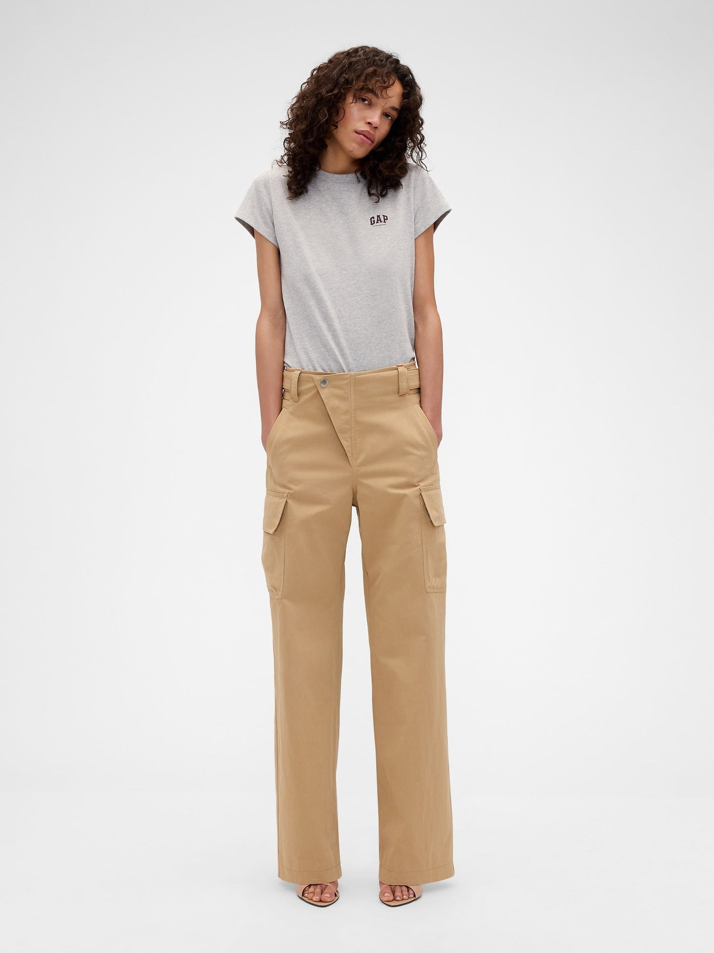Açık Gri Gap × Victoria Beckham Organik Pamuk Logo T-shirt