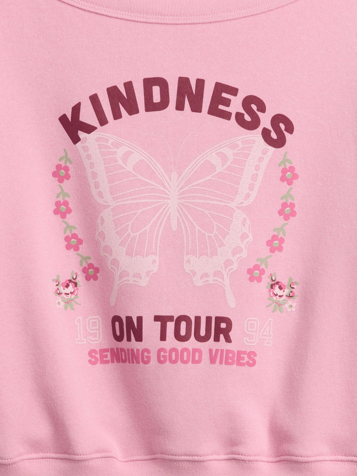 Pembe Relaxed Bisiklet Yaka Grafik Baskılı Sweatshirt