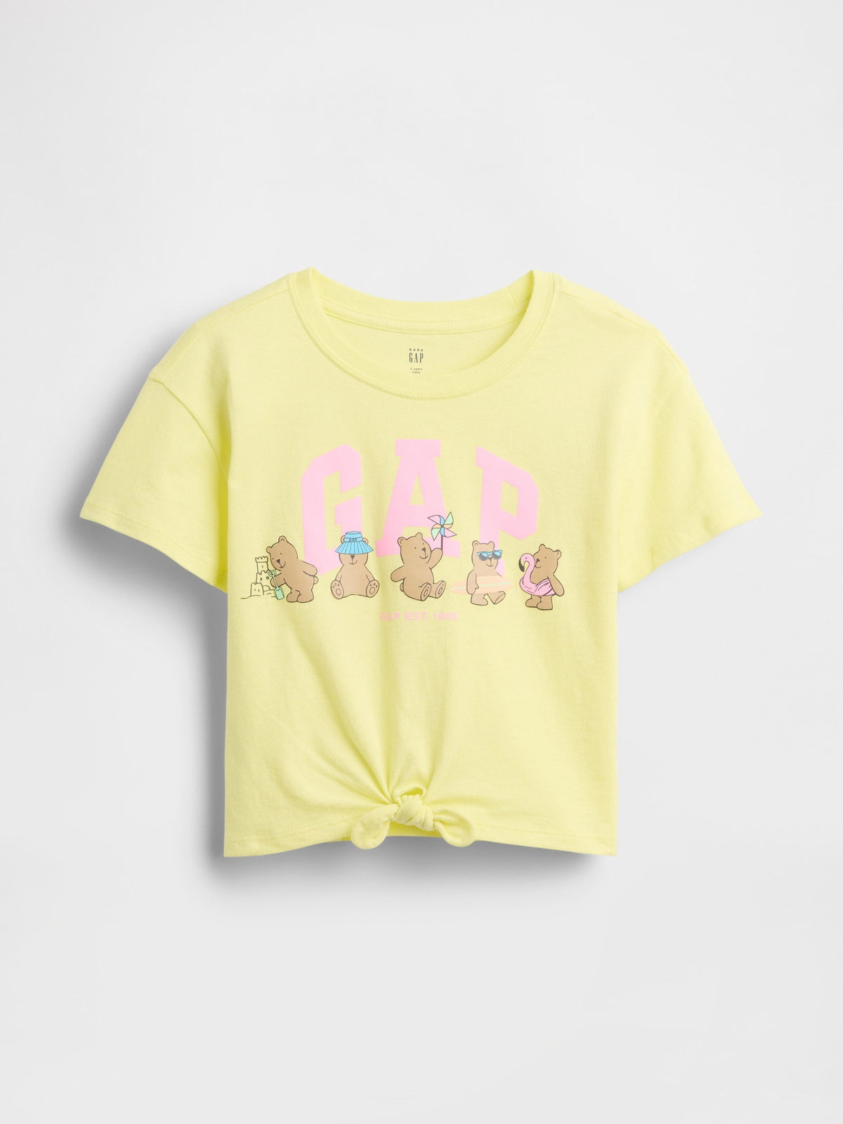 Sarı Knot-tie Grafik Baskılı T-shirt