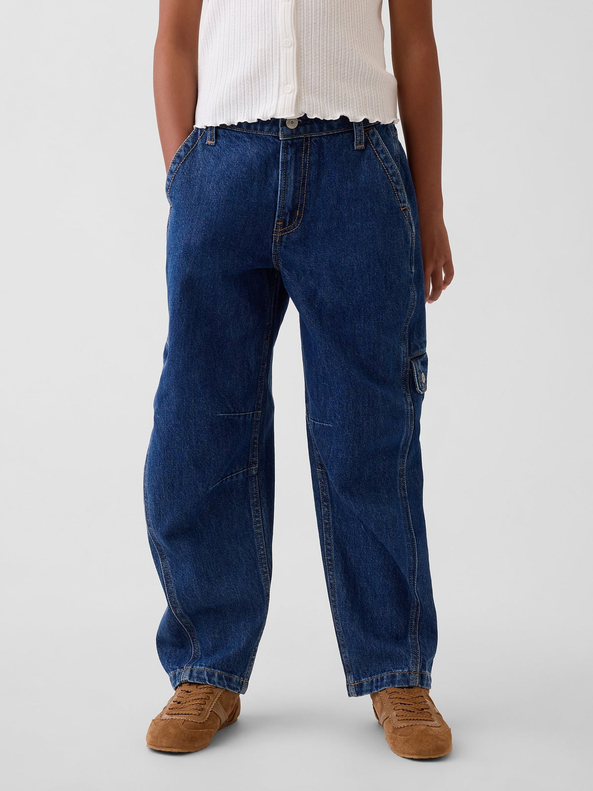 Koyu Mavi Barrel Kargo Jean Pantolon