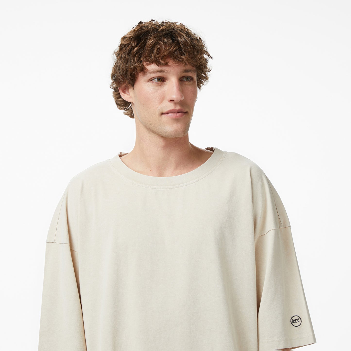 United4 Oversize Fit Erkek Krem T-shirt