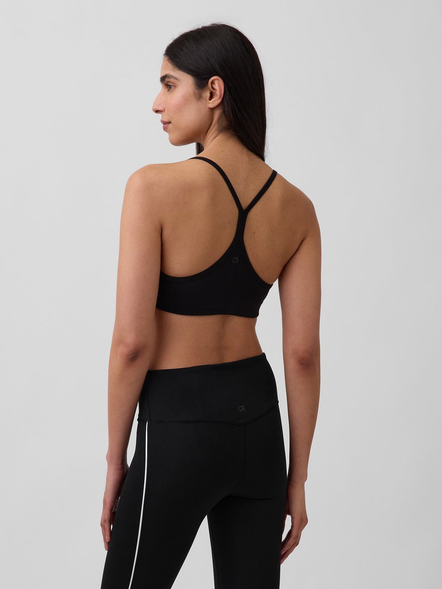 Siyah Gapfit Düz Yarış Sırt Spor Sütyeni