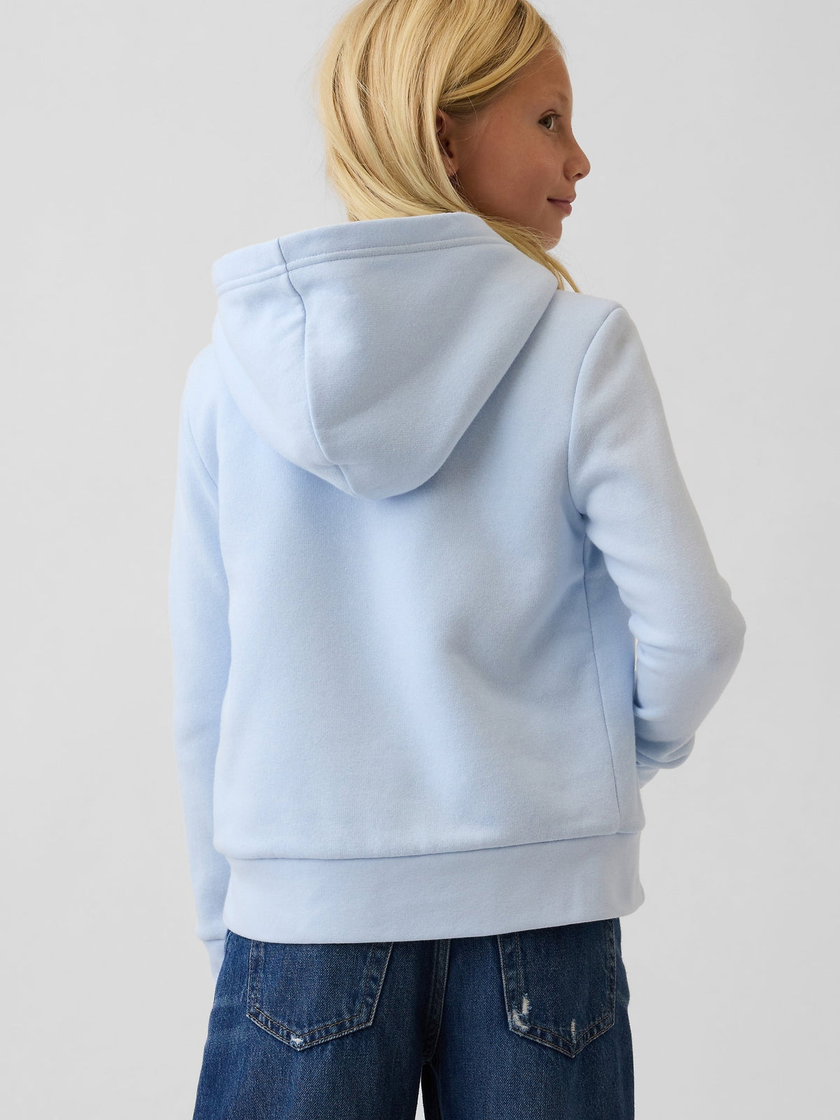 Açık Mavi Sherpa Astarlı Logo Fermuarlı Sweatshirt