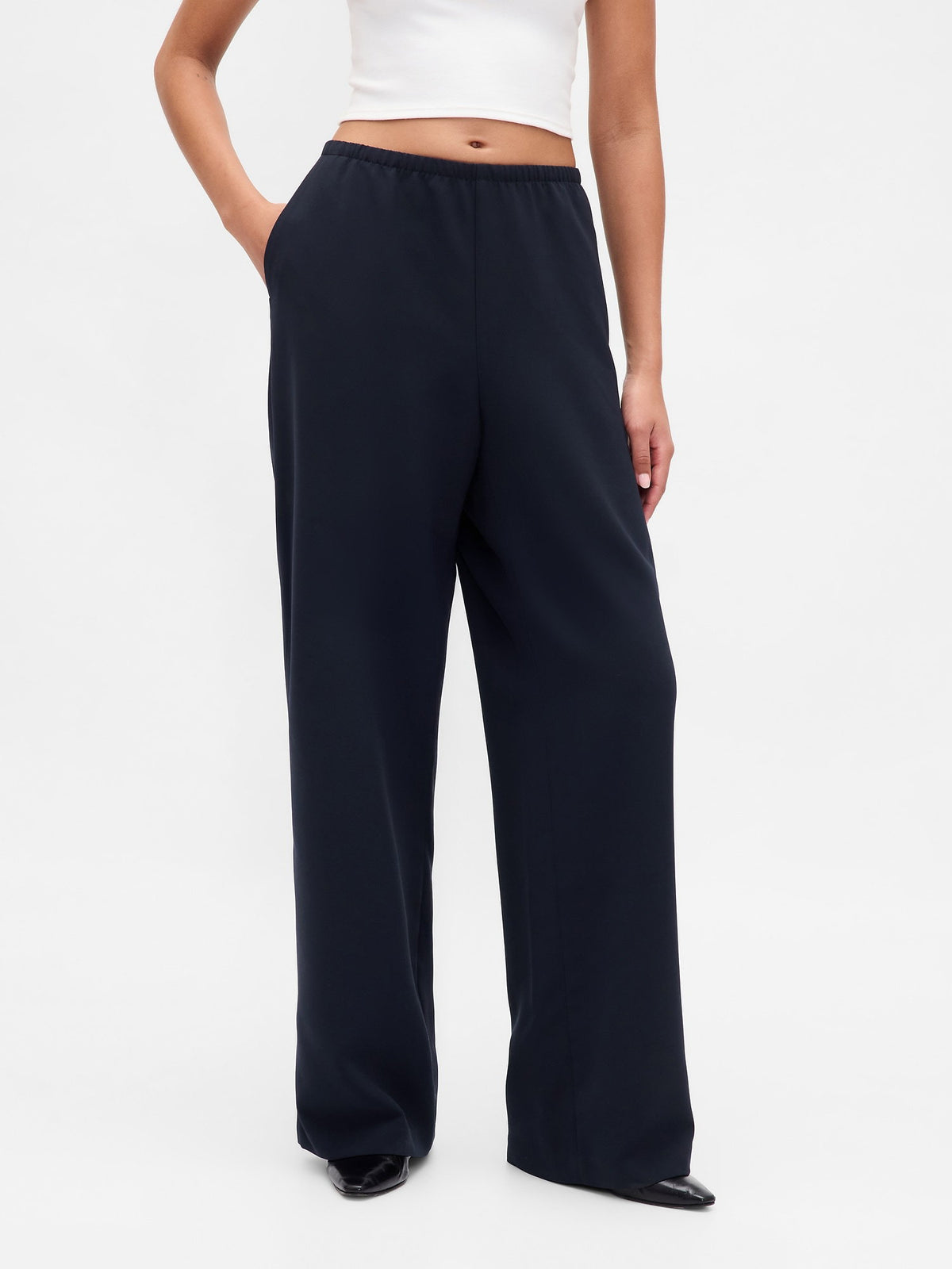 Lacivert Easy Wide-leg Pantolon