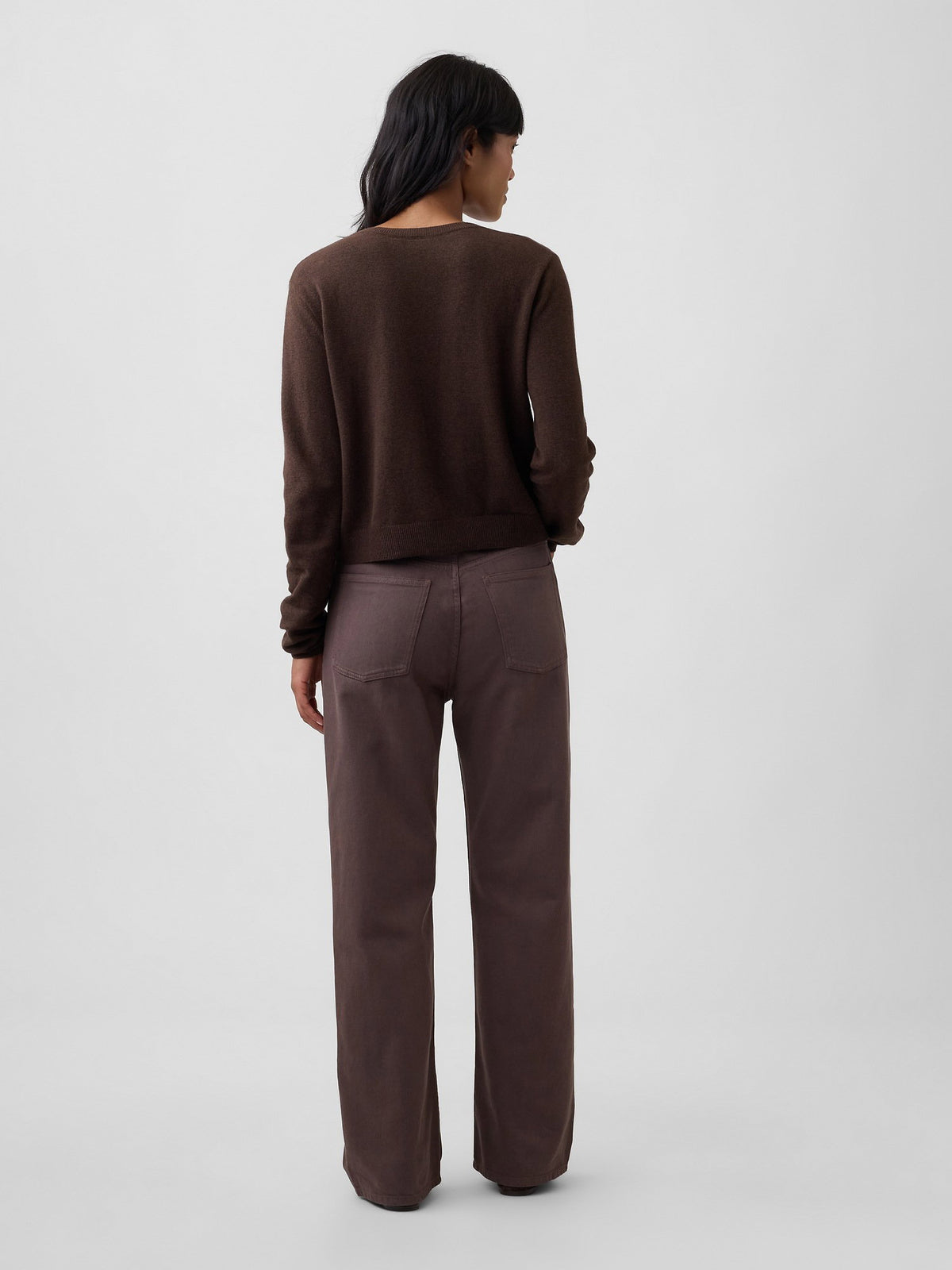 Kahverengi Low Slung Relaxed Straight Jean Pantolon