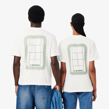 Lacoste Unisex Classic Fit Bisiklet Yaka Baskılı Beyaz T-shirt