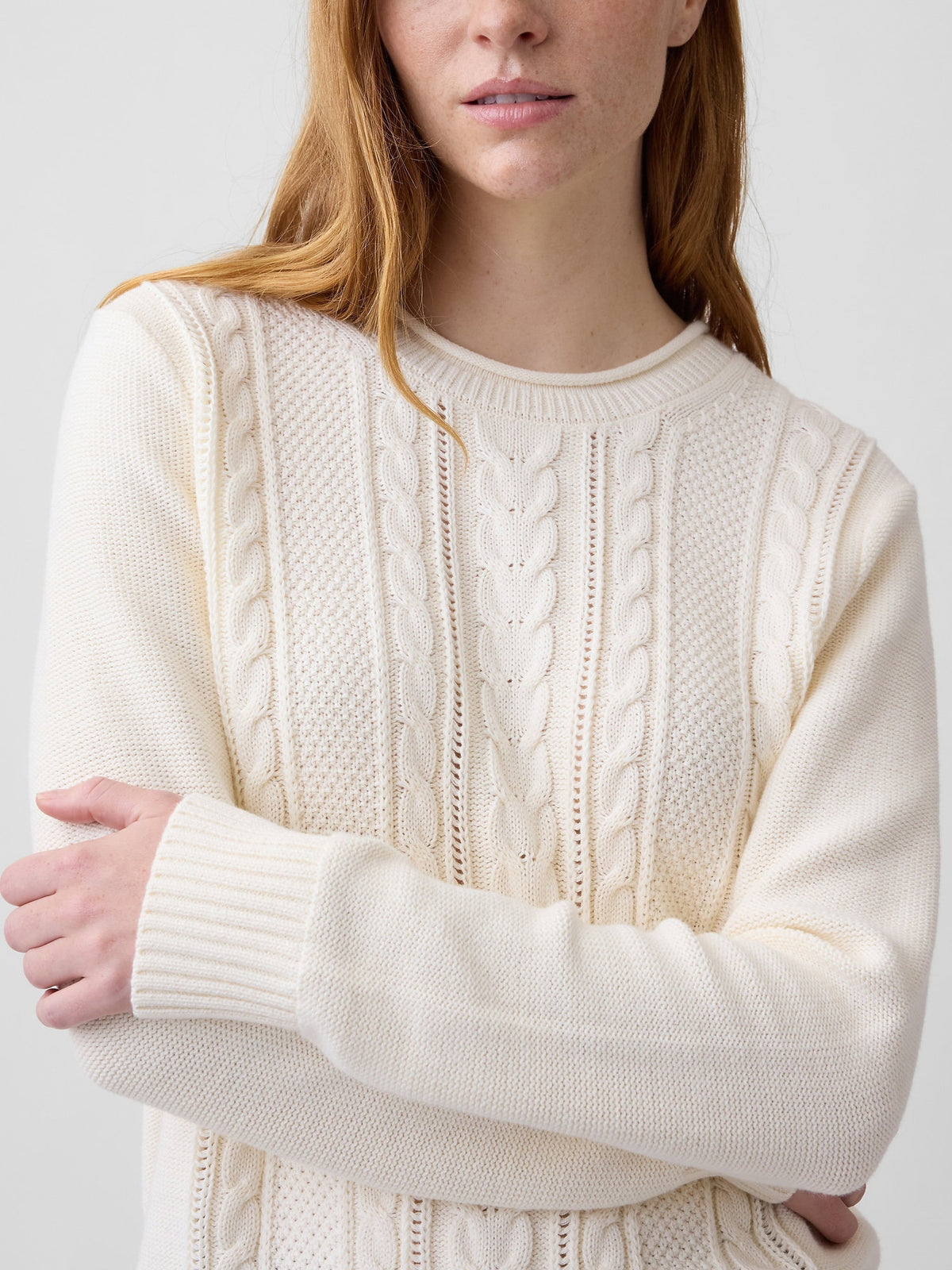 Kırmızı Rollneck Cable Örgü Kazak