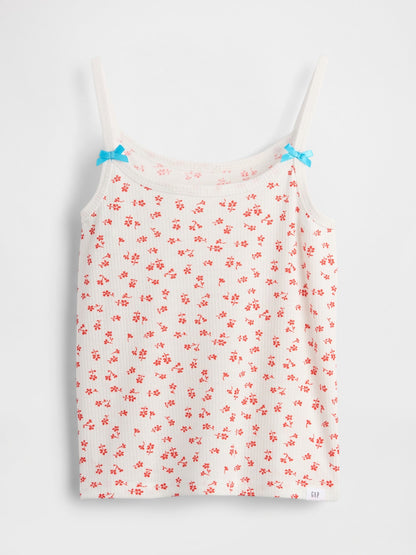 Çiçek Desenli Çocuk Geri Dönüştürülmüş Fitilli Pijama Tank Üstü
