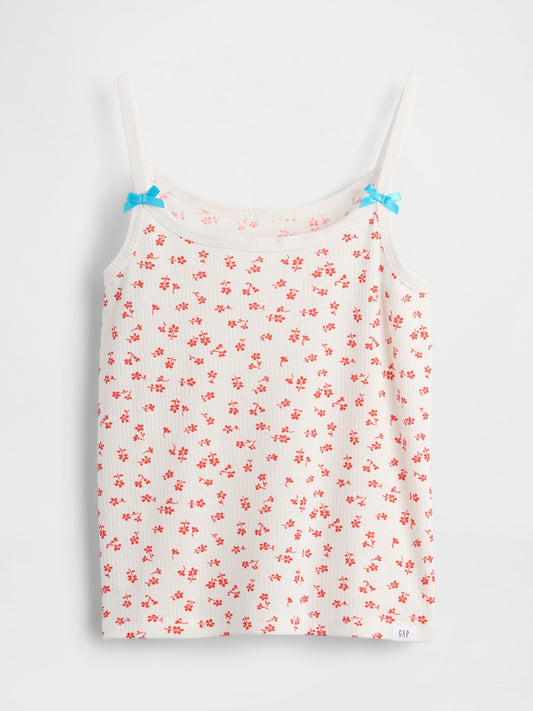 Çiçek Desenli Çocuk Geri Dönüştürülmüş Fitilli Pijama Tank Üstü