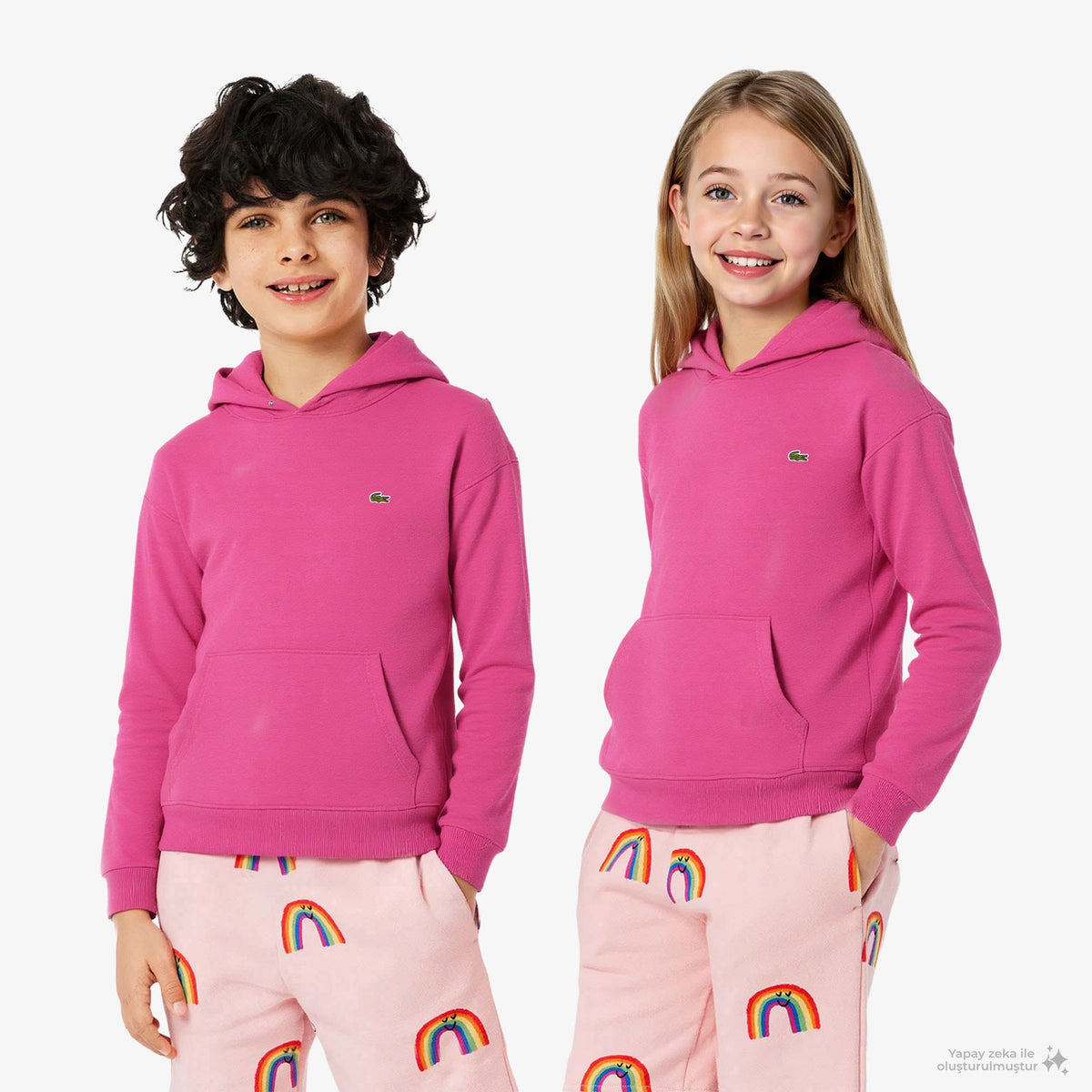 Lacoste Çocuk Kapüşonlu Pembe Sweatshirt