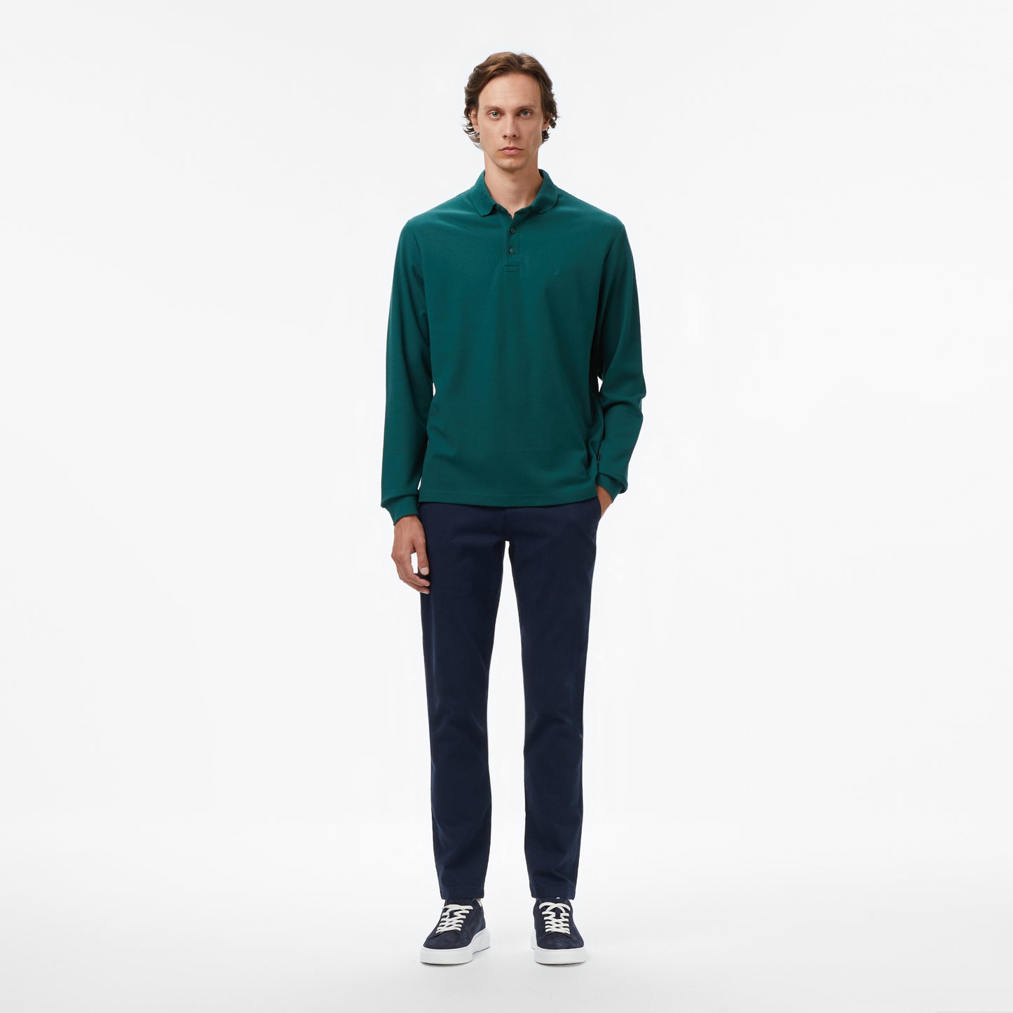 Nautica Erkek Yeşil Classic Fit Uzun Kollu Polo Yaka T-shirt