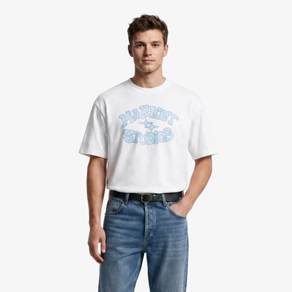 Market Smiley Old School Erkek Beyaz T-shirt