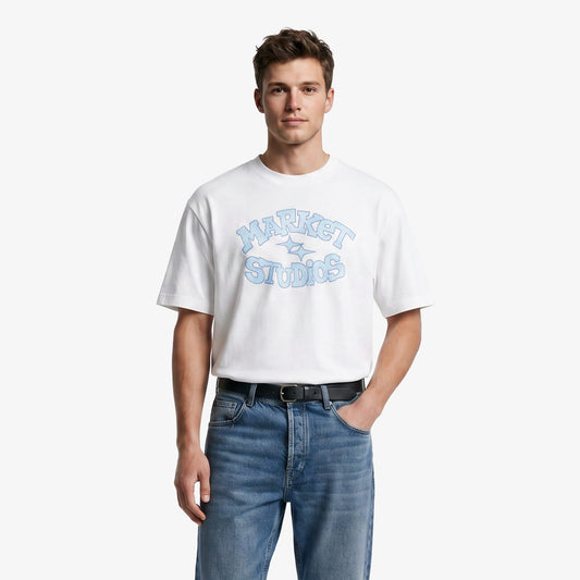 Market Smiley Old School Erkek Beyaz T-shirt