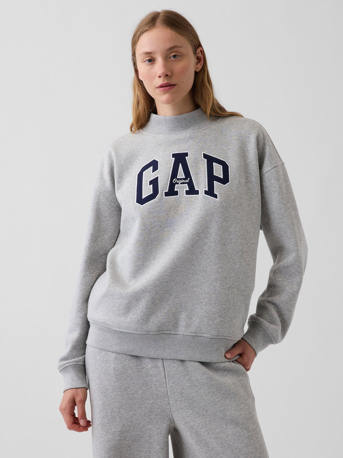 Gri Vintagesoft Oversized Mockneck Logo Sweatshirt