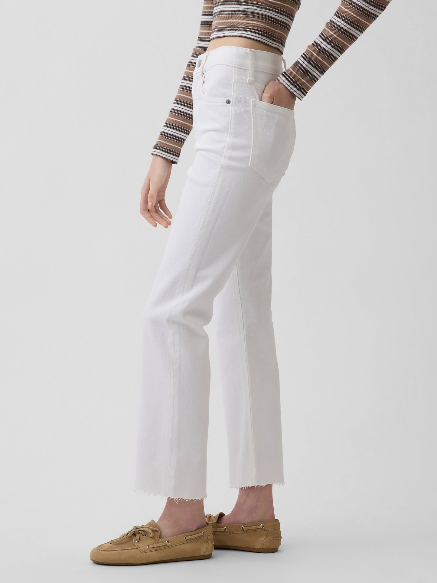 Beyaz High Rise ’90s Slim Straight Crop Jean Pantolon