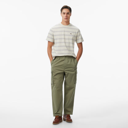 Calvin Klein Easy Stripe Crewnk Erkek Bej T-shirt